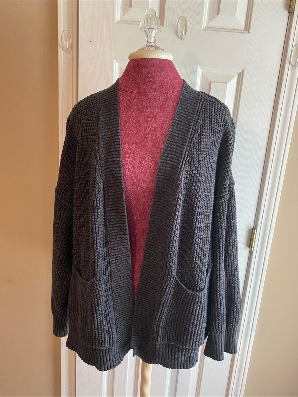 Universal Thread  XL Open-Front Charcoal Knit Pocket Cardigan & Pockets